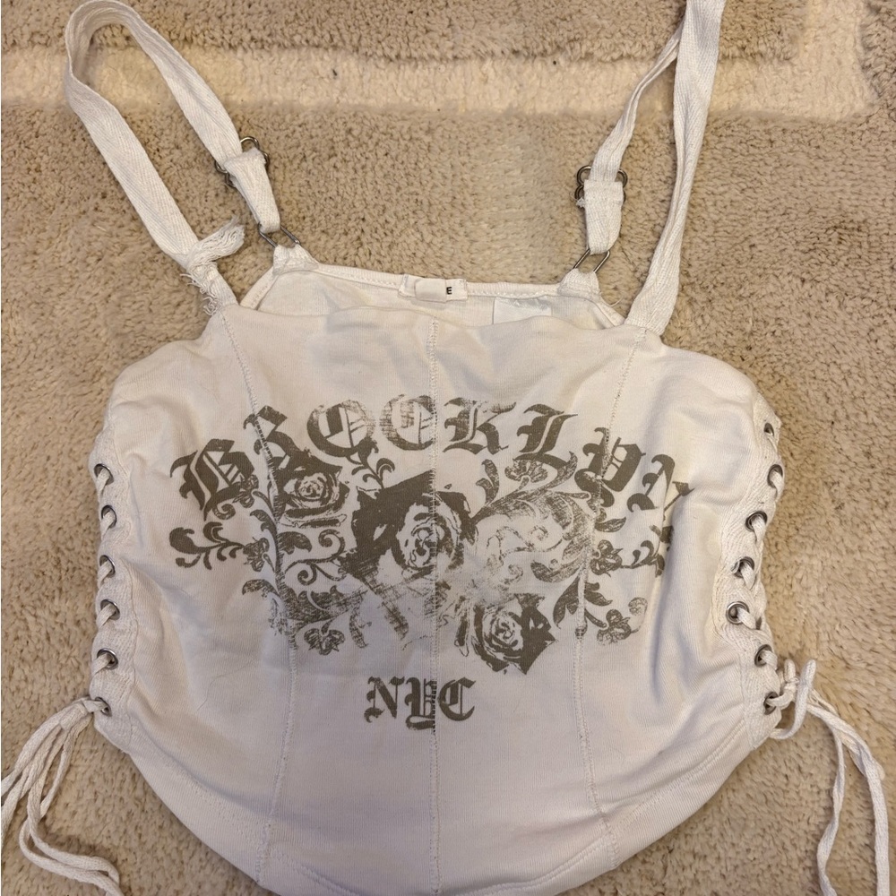 Garage White Graphic Camisole Top